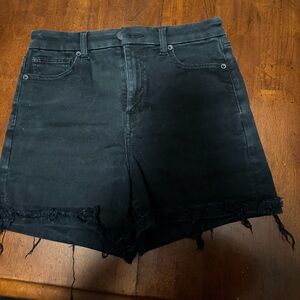 American Eagle Outfitters Black Jean Shorts with Distressed Hem